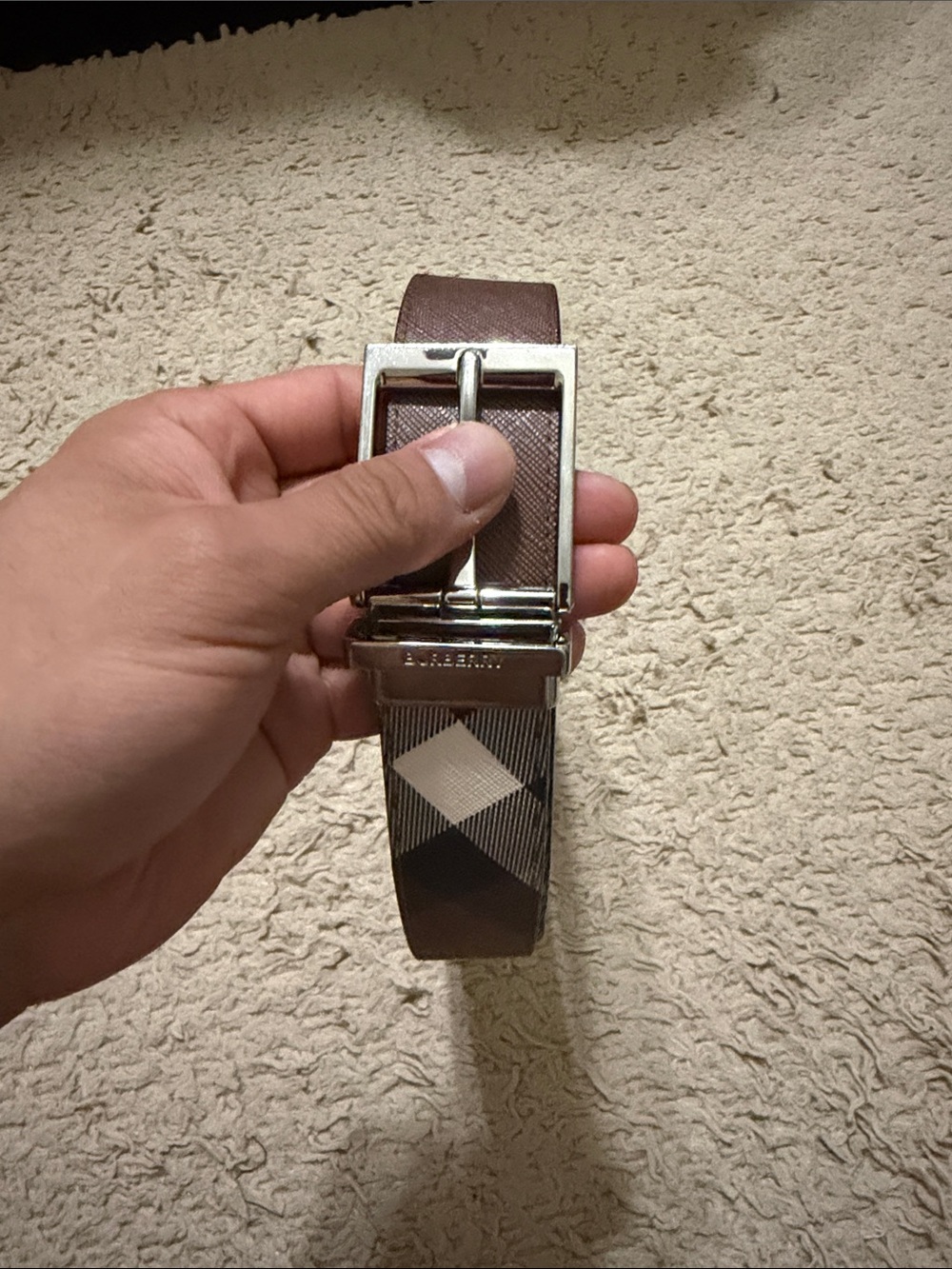 Burberry Men’s Birch Brown Reversible Belt — Size 36/90